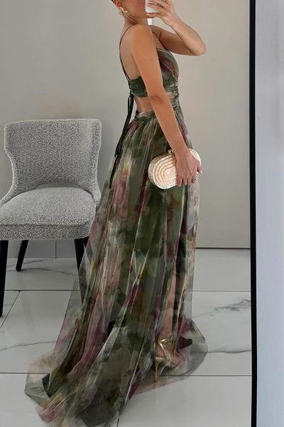 Babette – Strapless Watercolor Chiffon Gown