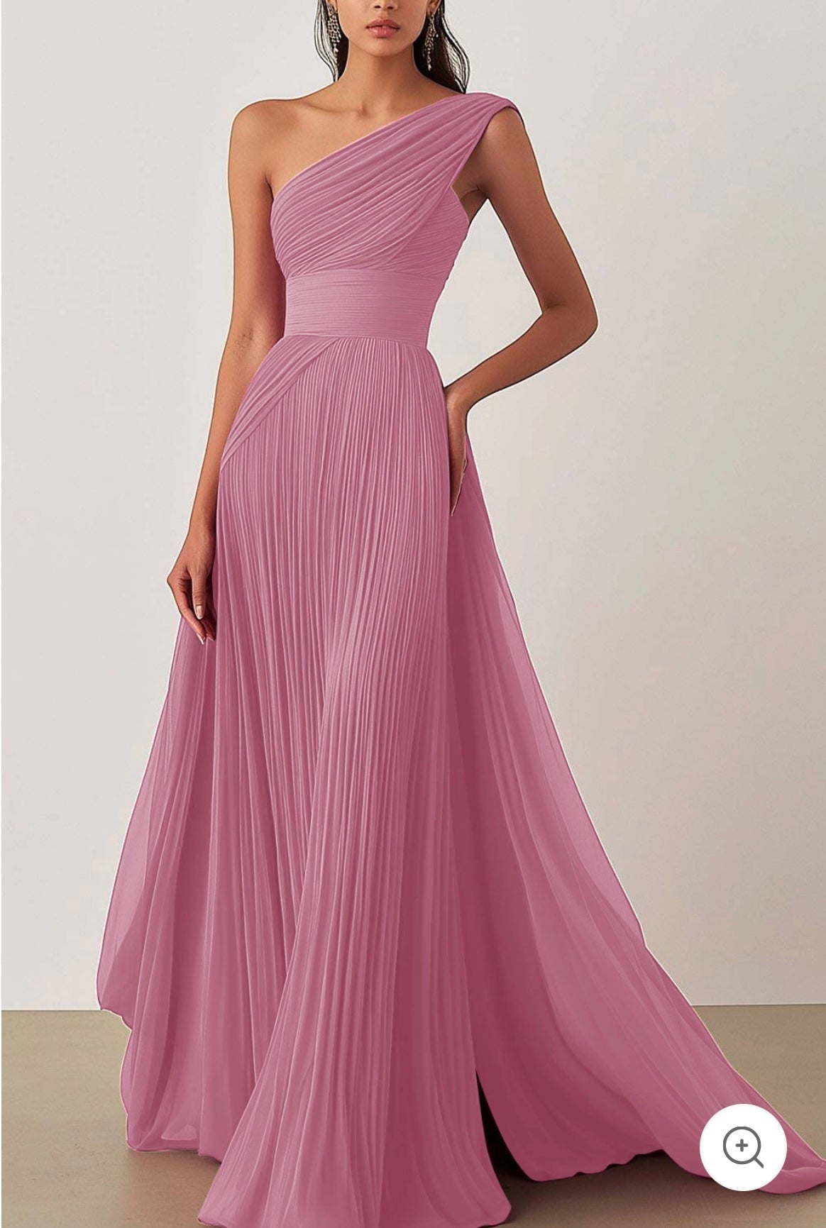 Heidi – One-Shoulder Pleated Chiffon Gown