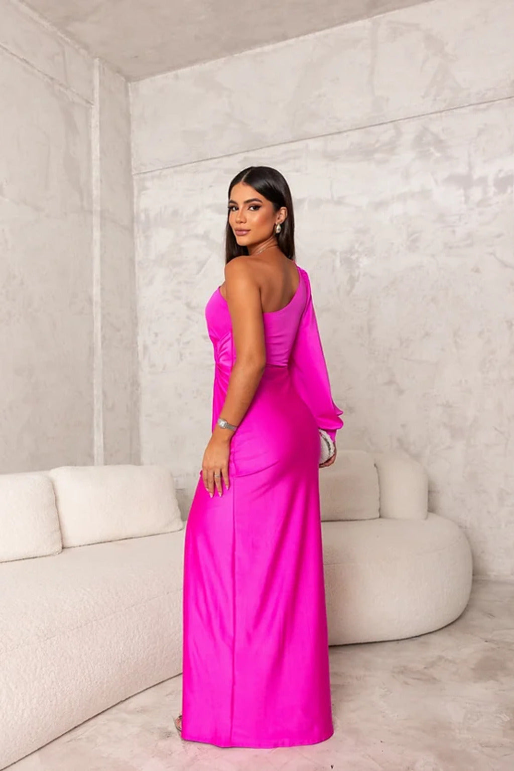 Carolyn – One-Shoulder Drape Evening Gown