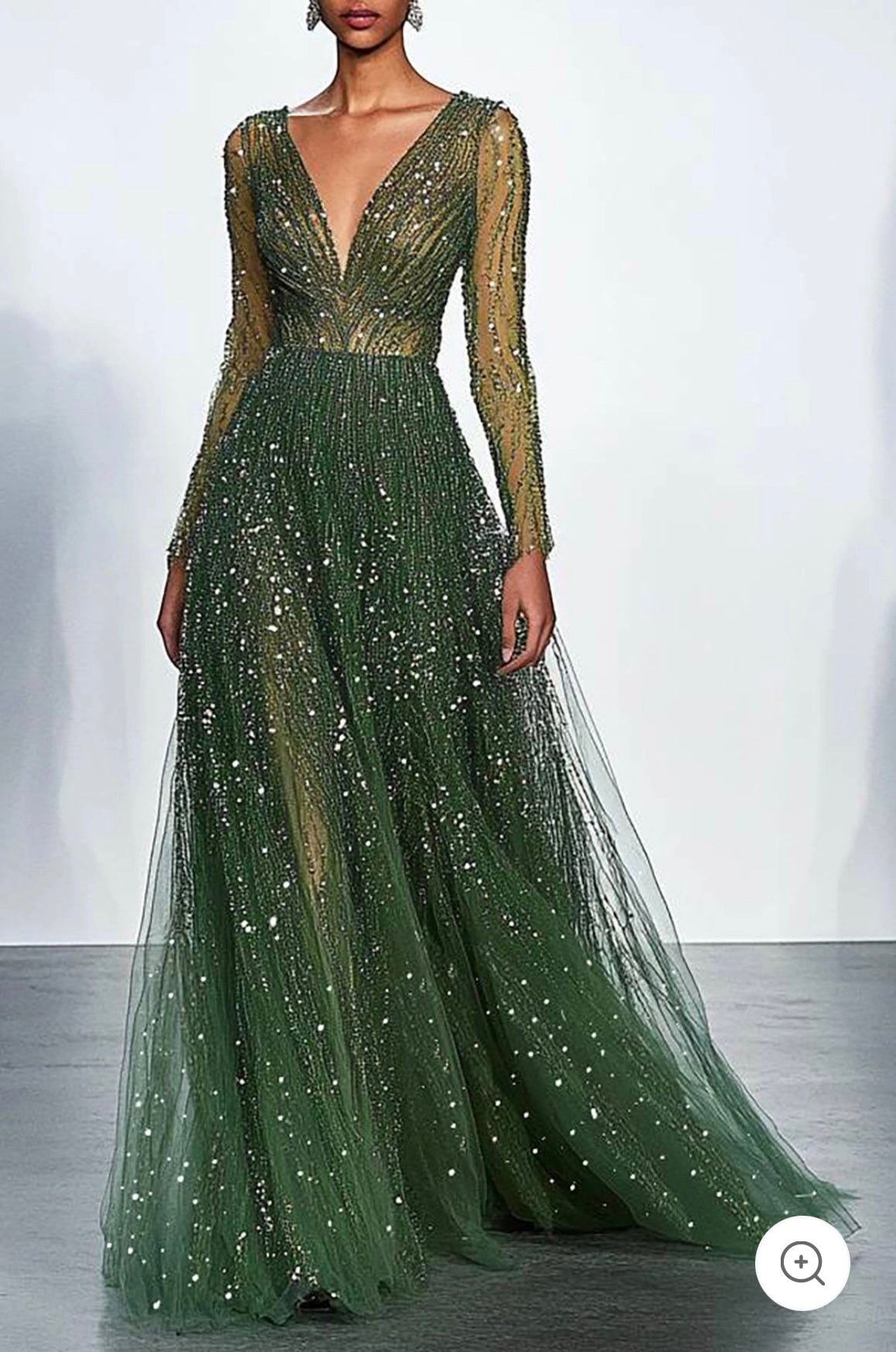Aulikki – Emerald Crystal Tulle Gown