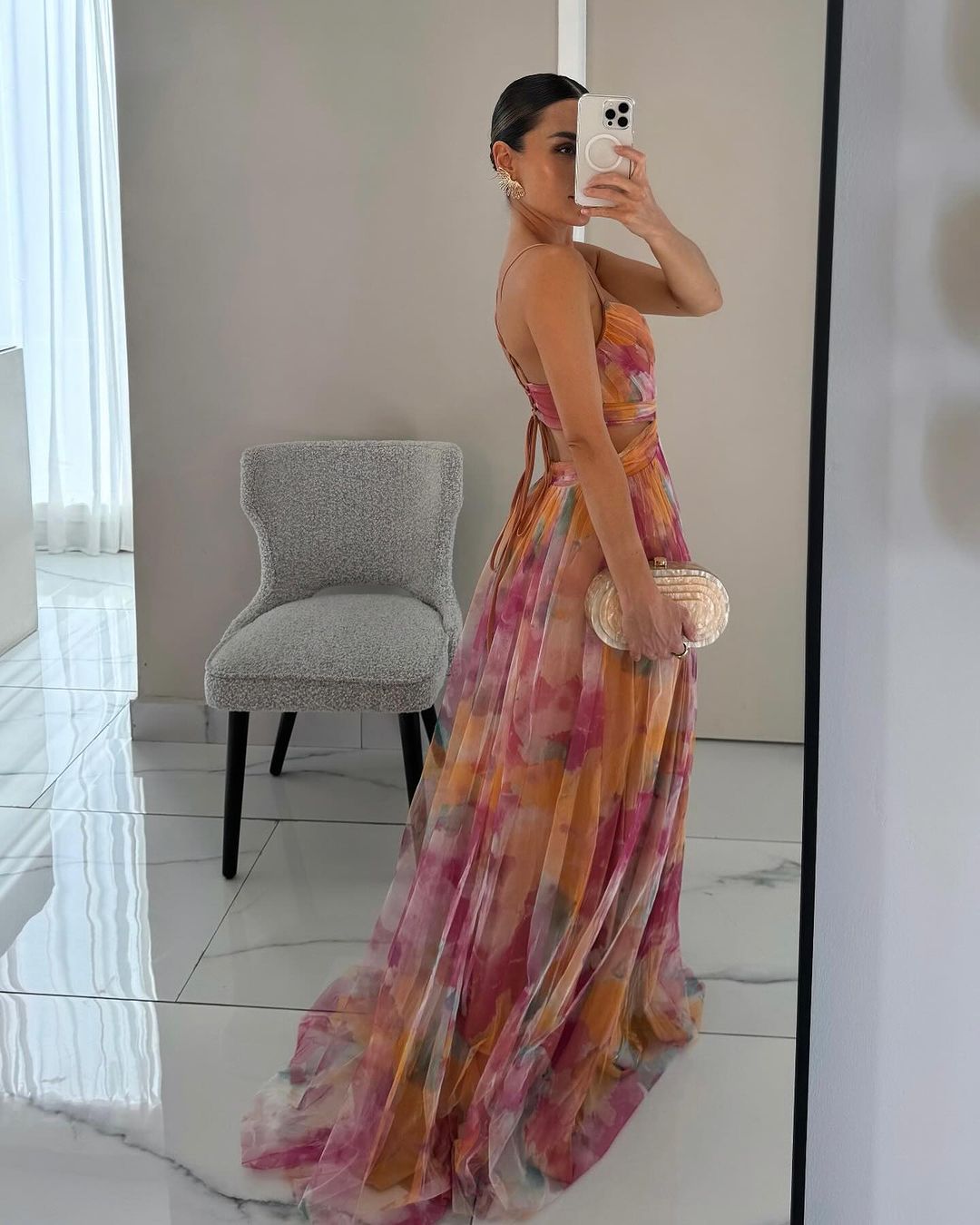 Babette – Strapless Watercolor Chiffon Gown