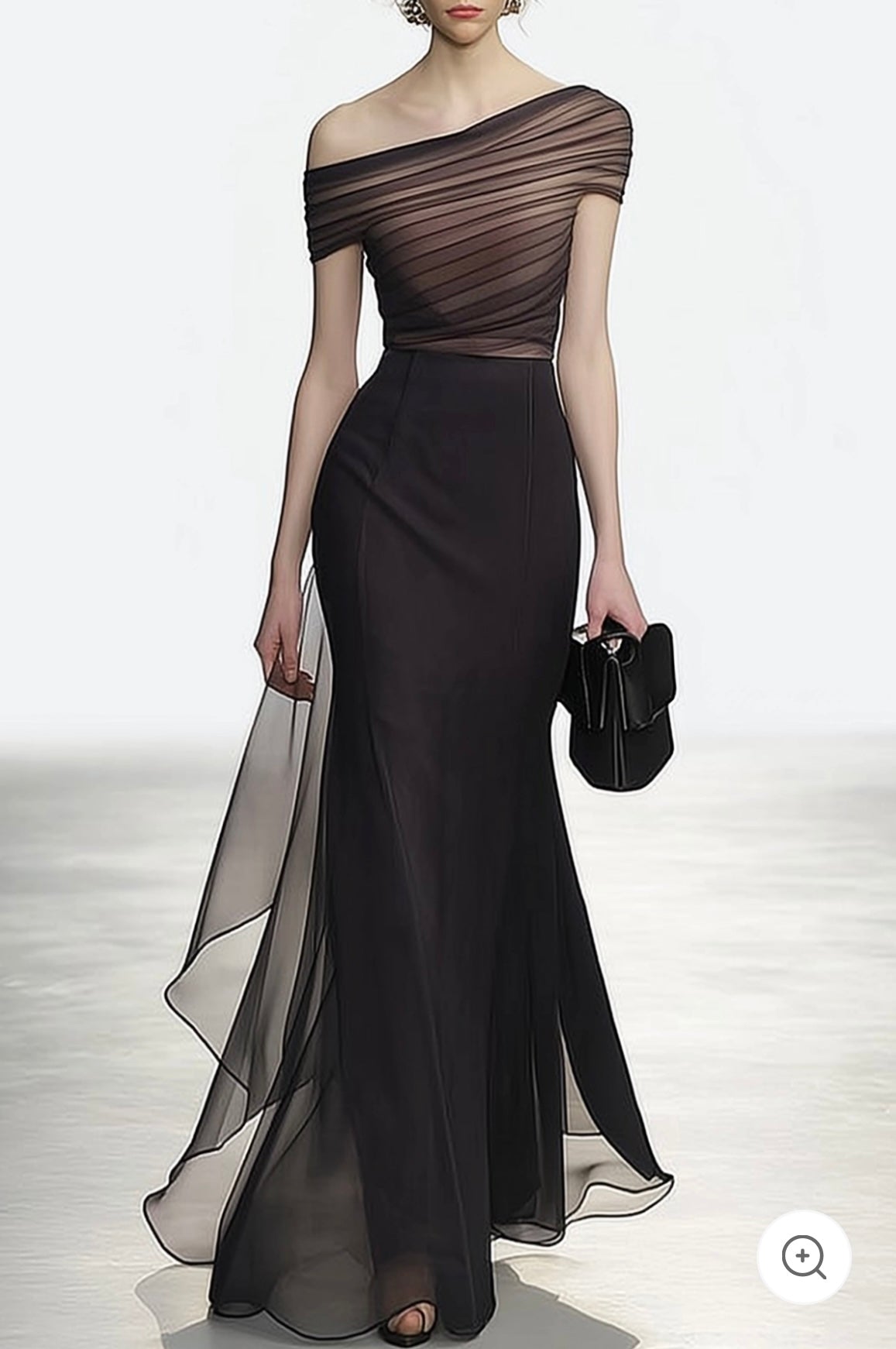 Melora – Sheer Off-Shoulder Black Gown