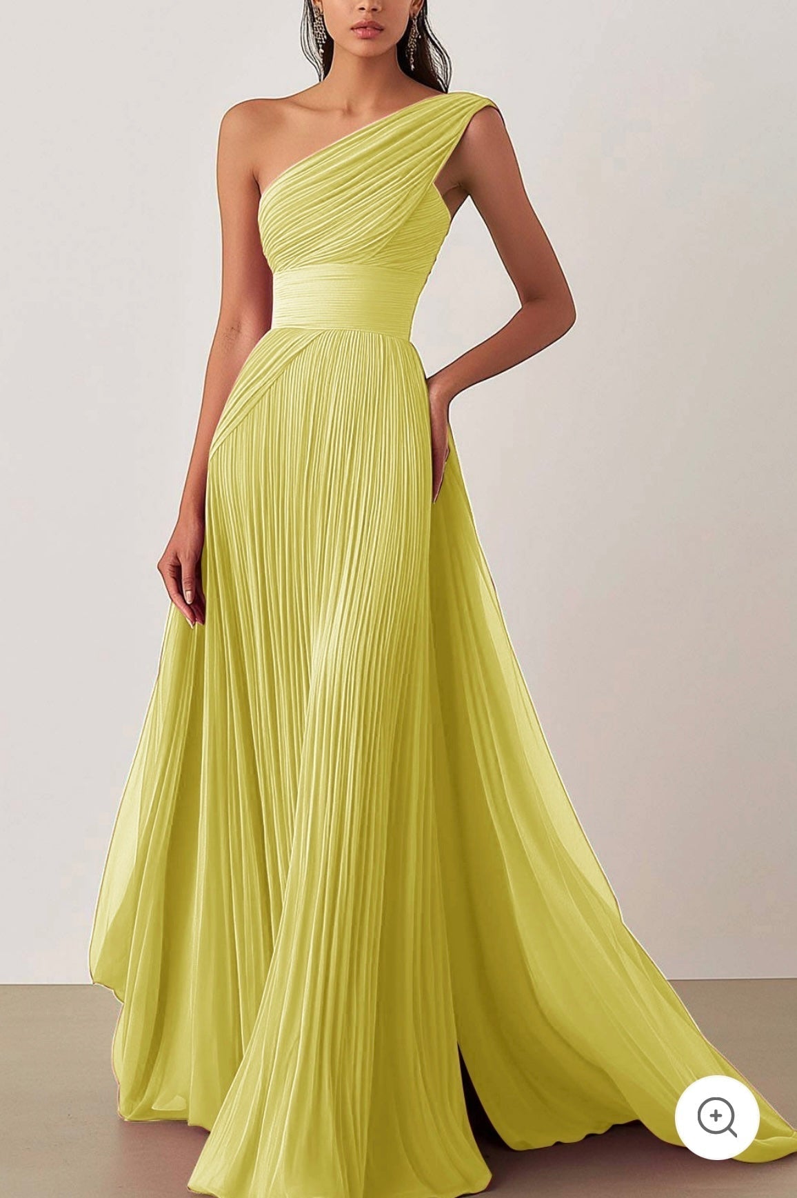 Heidi – One-Shoulder Pleated Chiffon Gown