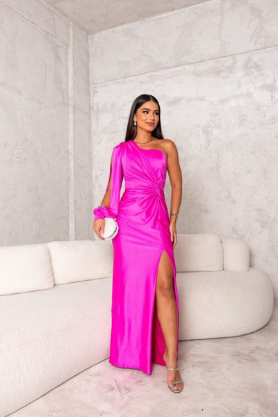Carolyn – One-Shoulder Drape Evening Gown