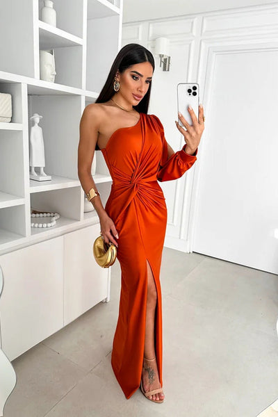 Carolyn – One-Shoulder Drape Evening Gown