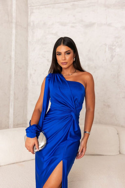Carolyn – One-Shoulder Drape Evening Gown
