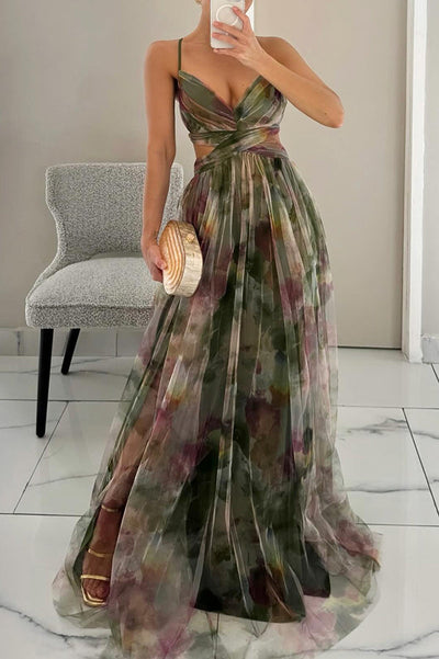 Babette – Strapless Watercolor Chiffon Gown