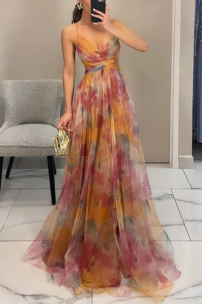 Babette – Strapless Watercolor Chiffon Gown