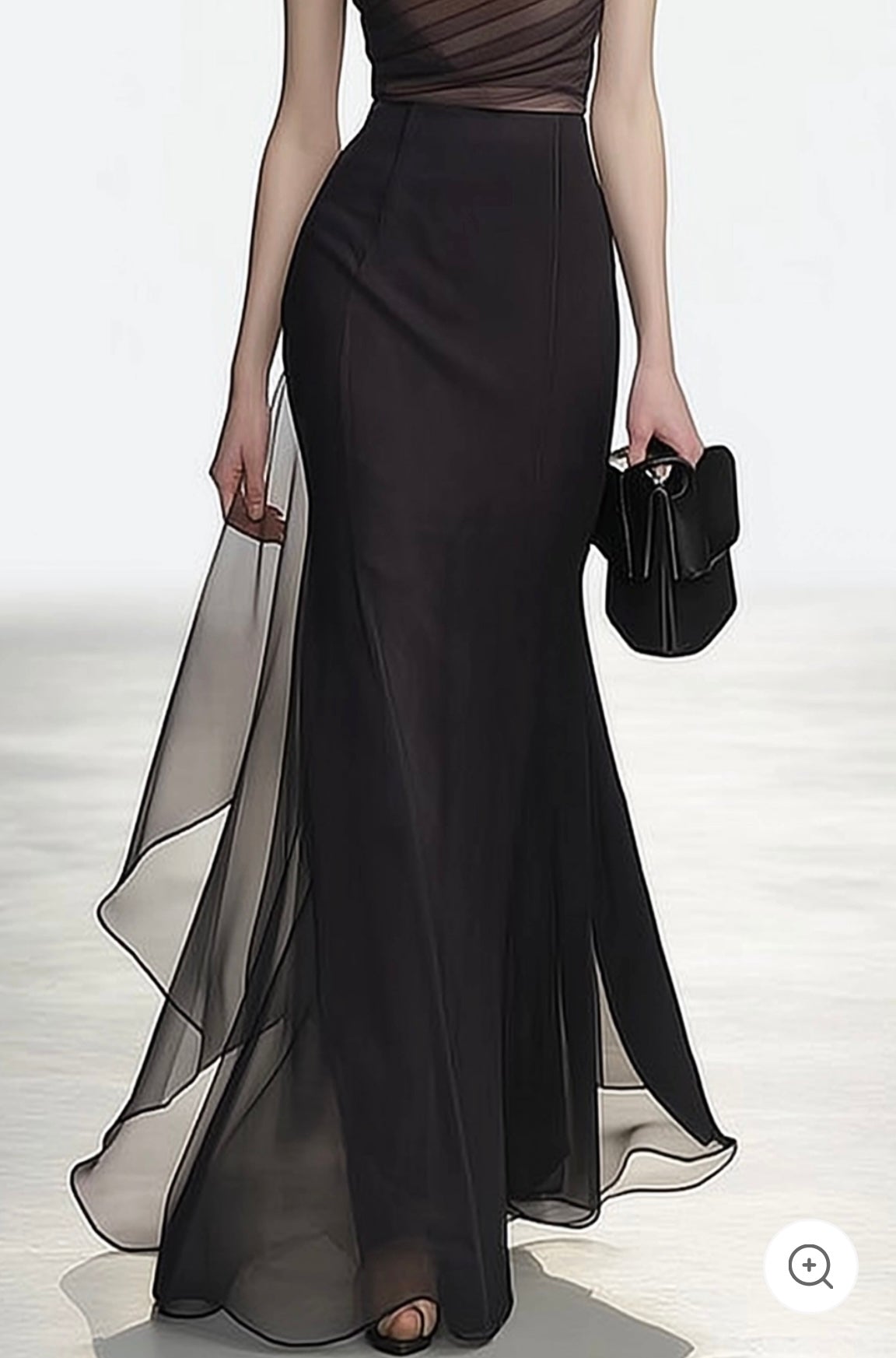 Melora – Sheer Off-Shoulder Black Gown