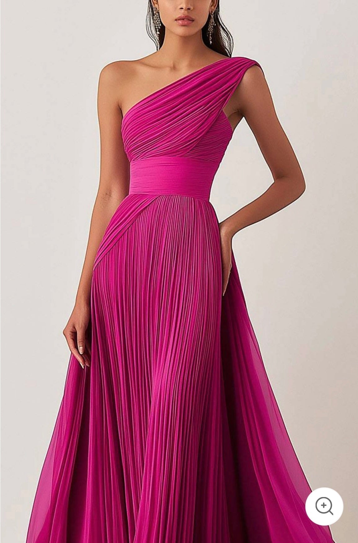 Heidi – One-Shoulder Pleated Chiffon Gown