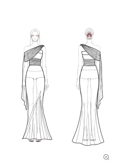 Carlotta – One-Shoulder Draped Evening Gown