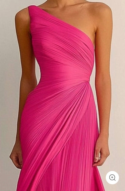Helmi – Pleated One-Shoulder Evening Gown
