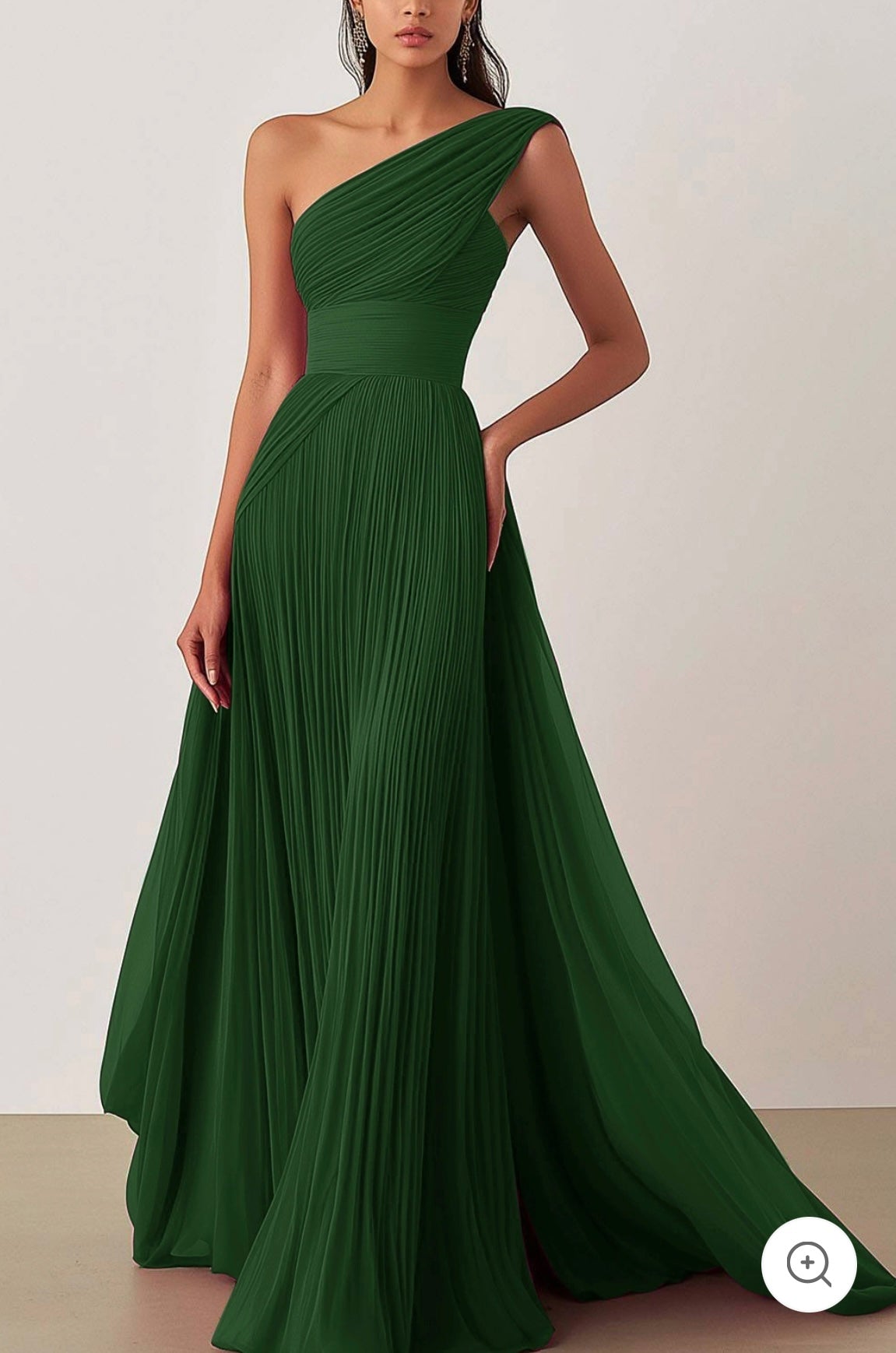 Heidi – One-Shoulder Pleated Chiffon Gown
