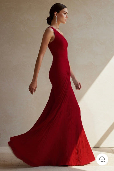 Helmi – Pleated One-Shoulder Evening Gown
