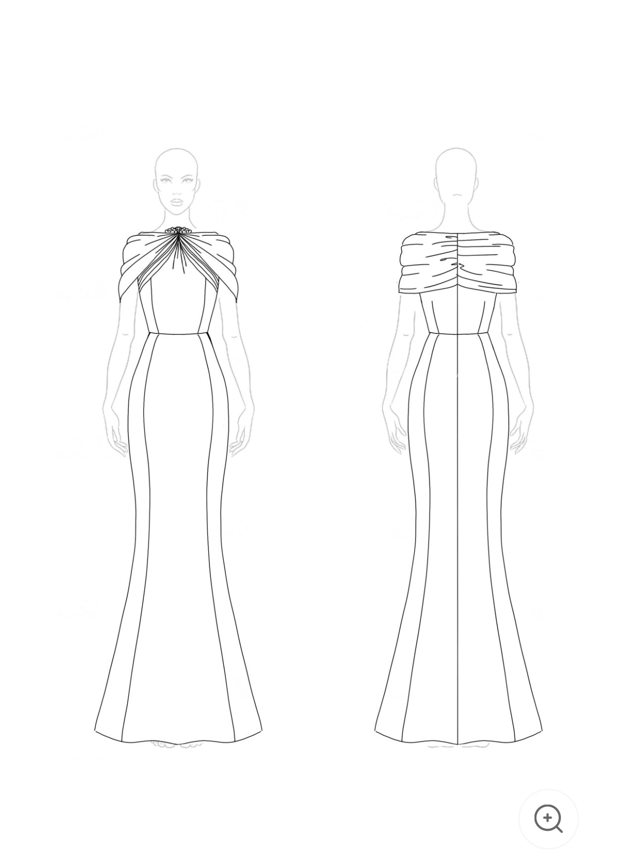 Annika – Soft Blue Draped Shoulder Gown