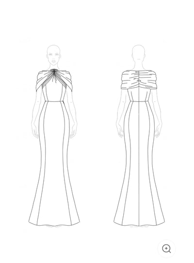 Annika – Soft Blue Draped Shoulder Gown