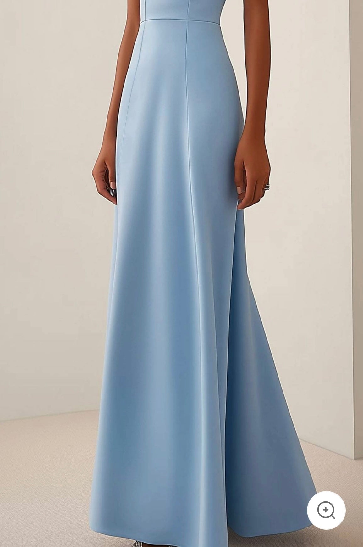 Annika – Soft Blue Draped Shoulder Gown