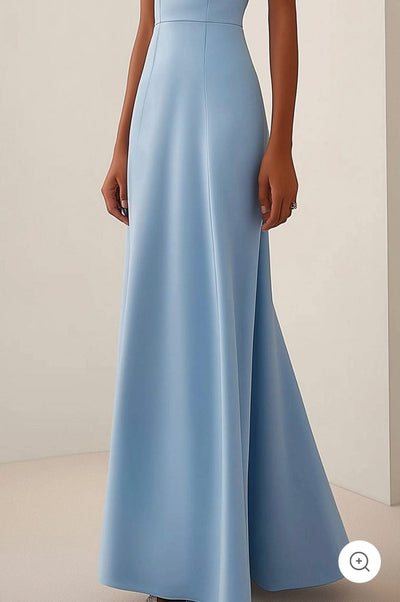 Annika – Soft Blue Draped Shoulder Gown