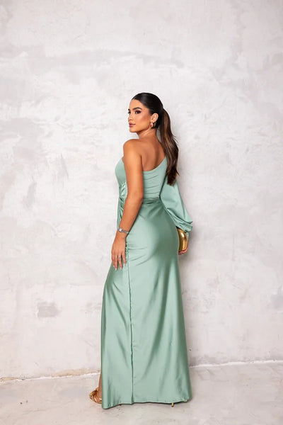Carolyn – One-Shoulder Drape Evening Gown