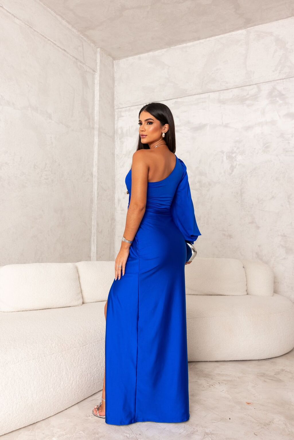 Carolyn – One-Shoulder Drape Evening Gown