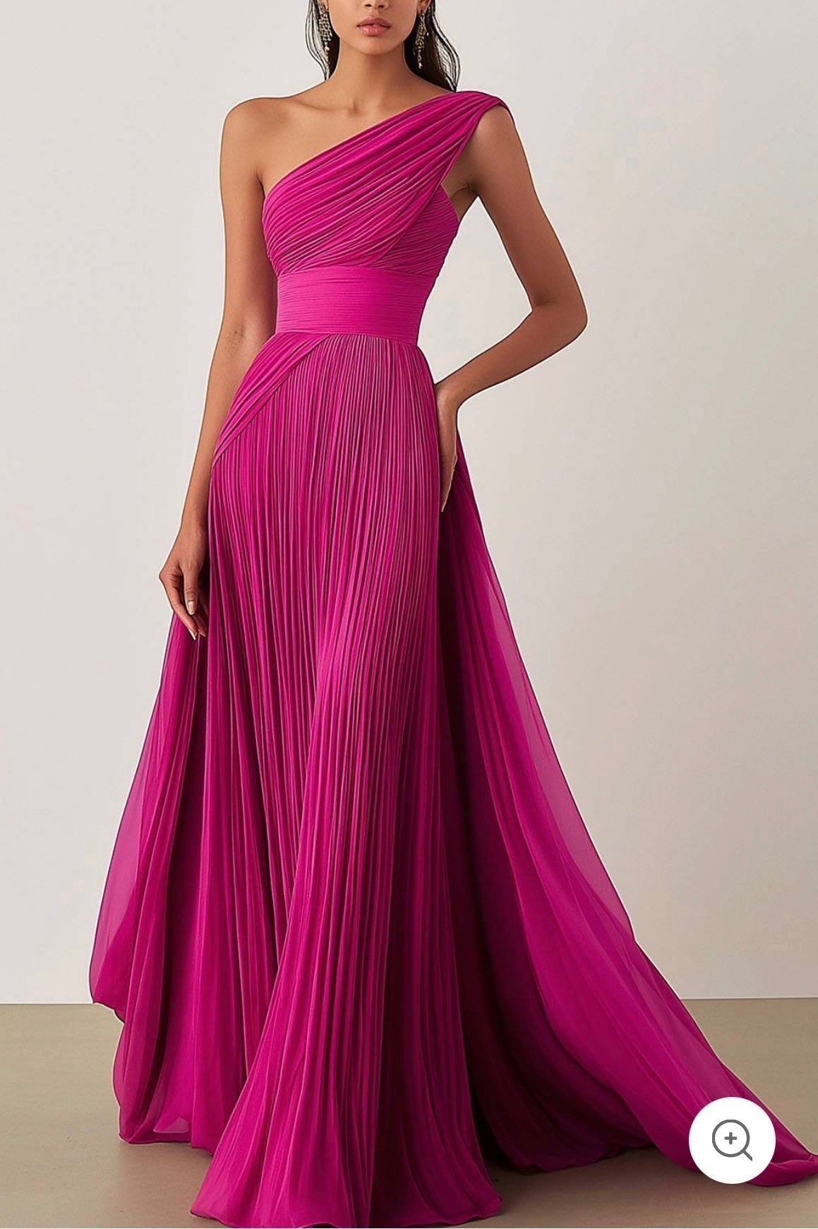 Heidi – One-Shoulder Pleated Chiffon Gown