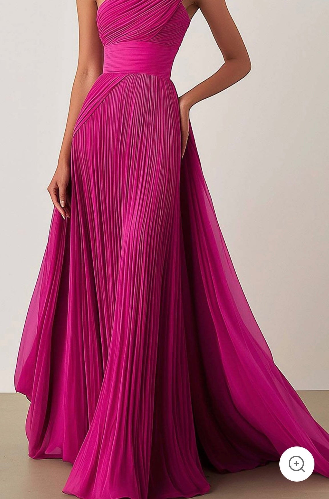 Heidi – One-Shoulder Pleated Chiffon Gown