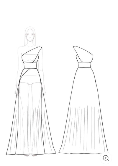 Heidi – One-Shoulder Pleated Chiffon Gown