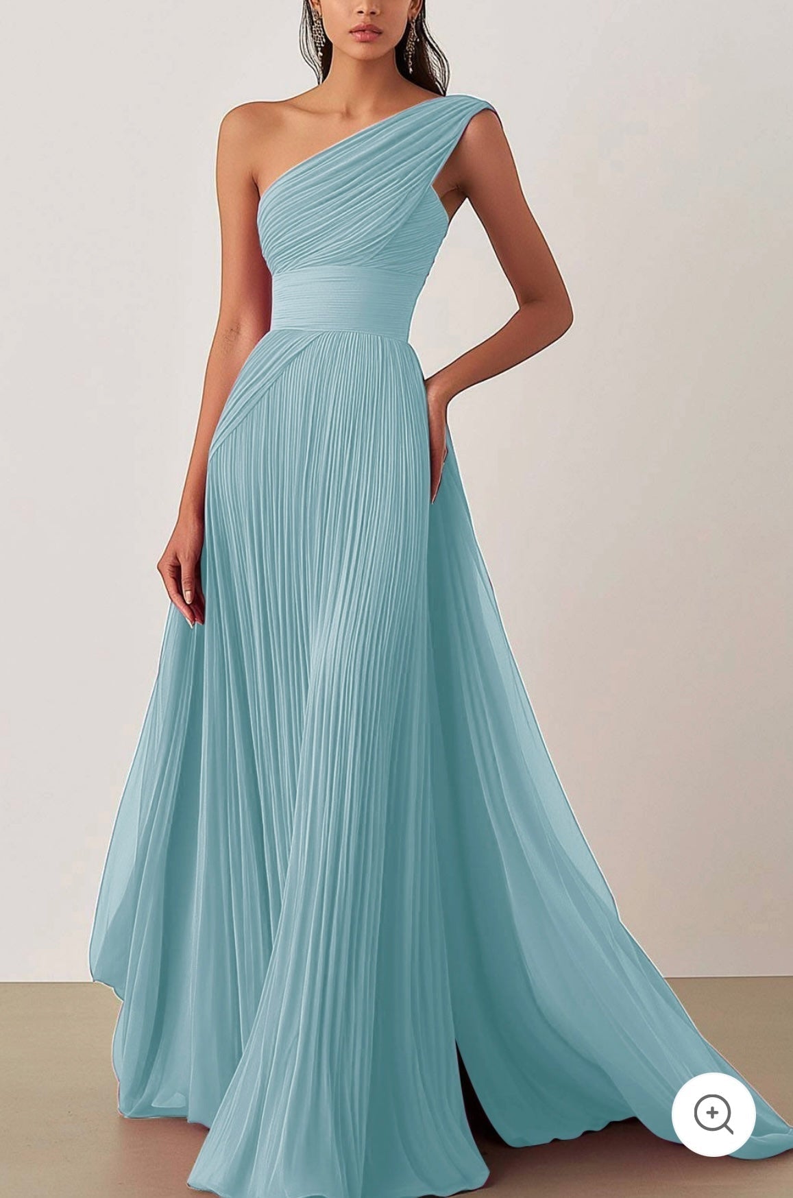 Heidi – One-Shoulder Pleated Chiffon Gown