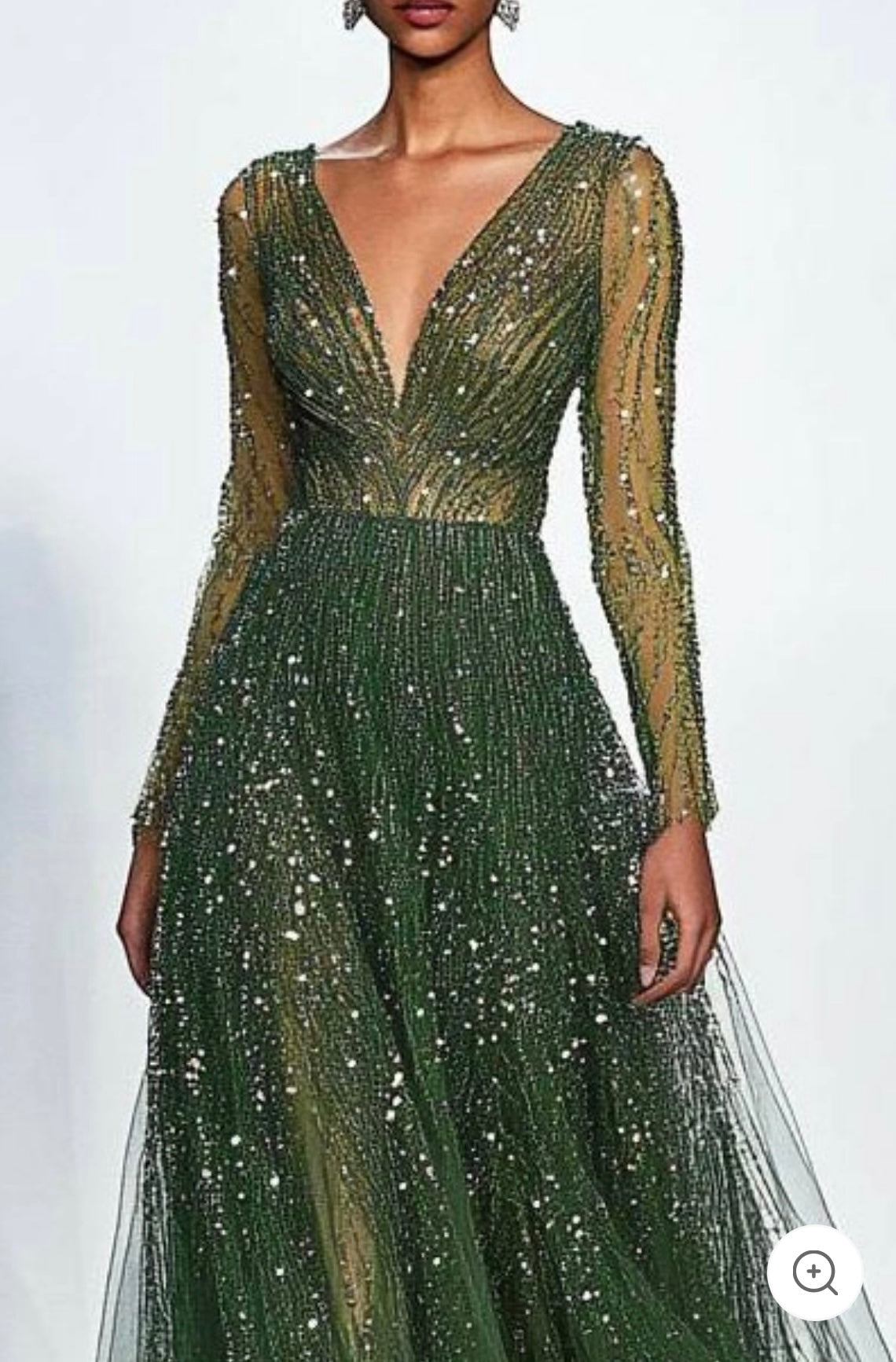 Aulikki – Emerald Crystal Tulle Gown