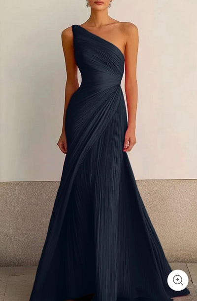 Helmi – Pleated One-Shoulder Evening Gown