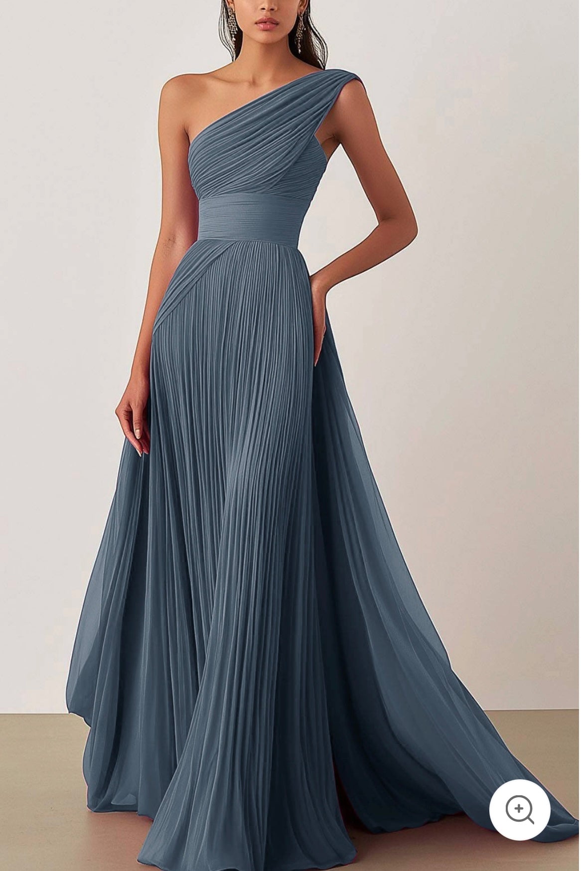 Heidi – One-Shoulder Pleated Chiffon Gown
