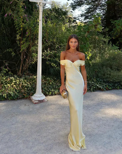 Lada – Satin Off-Shoulder Evening Gown
