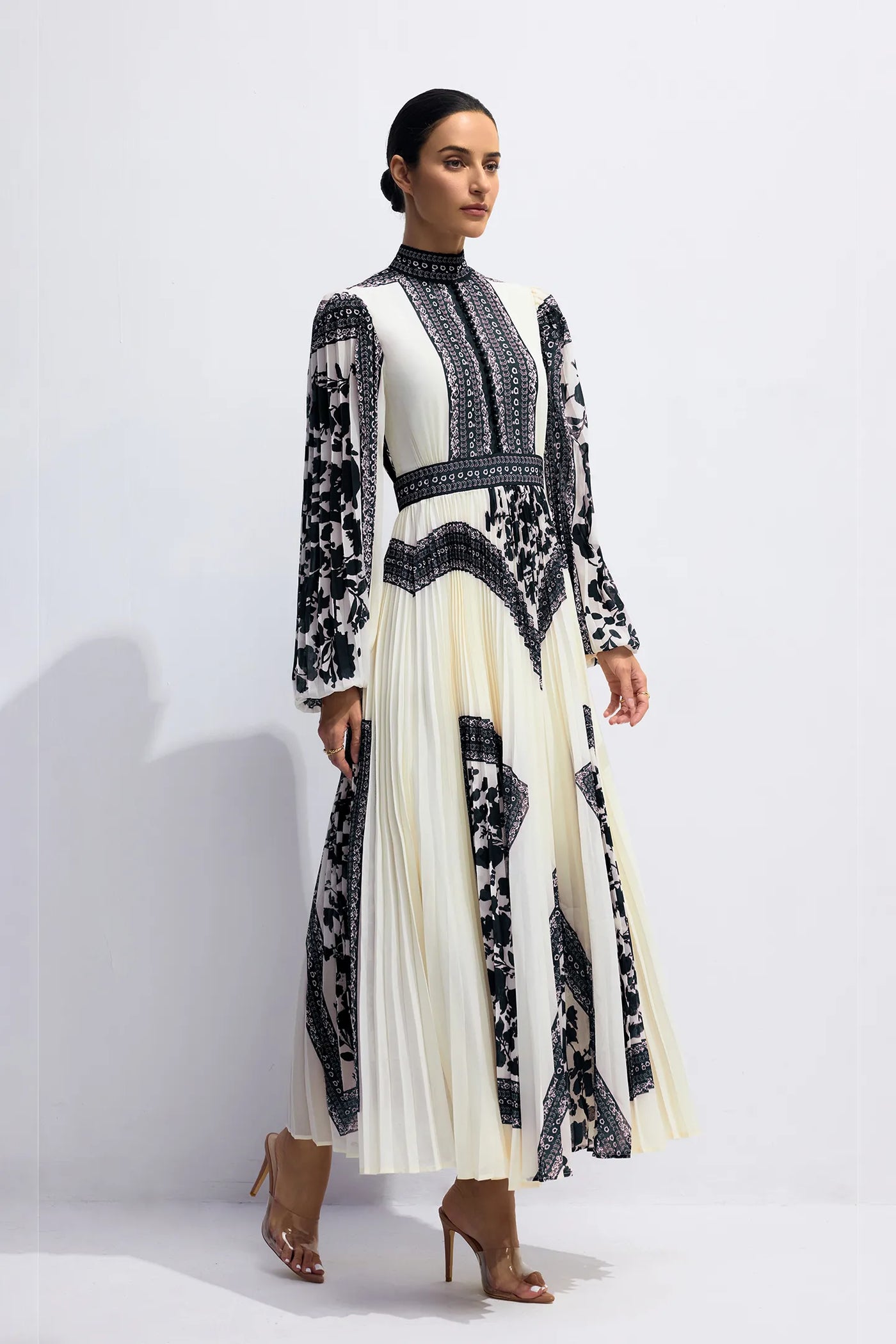 Alissa | Floral Print Pleated Maxi Dress