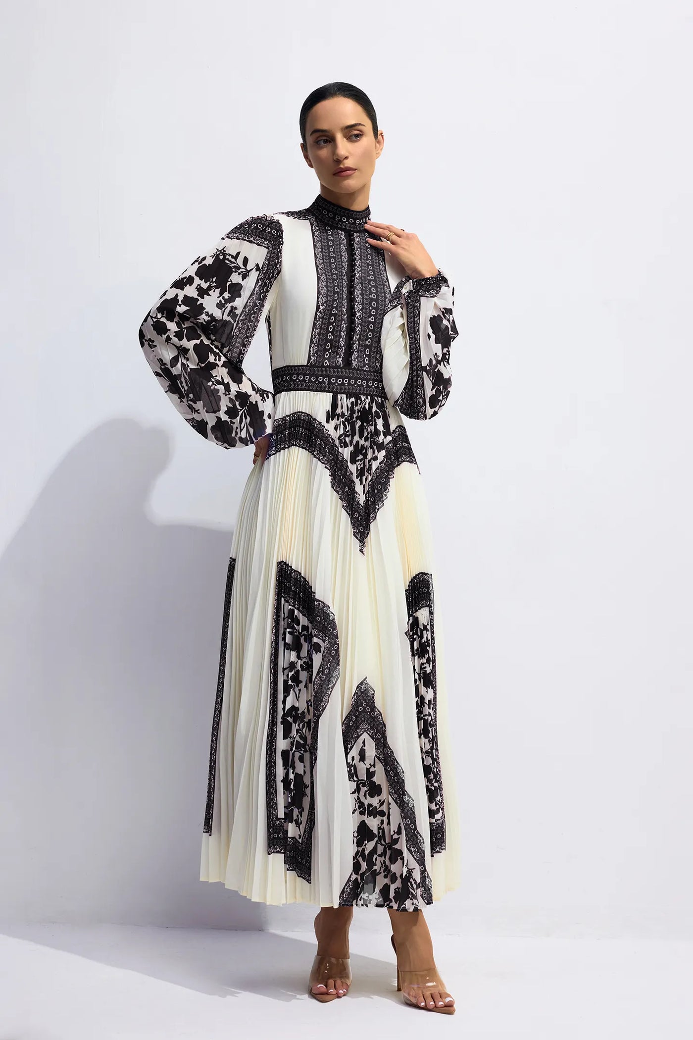 Alissa | Floral Print Pleated Maxi Dress