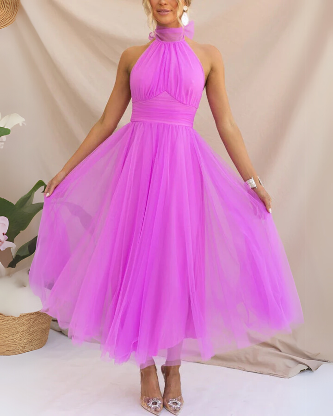 Kveta – Tulle Halter Cocktail Dress