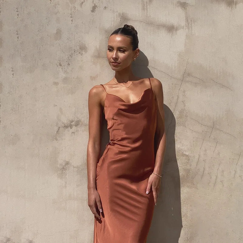 Carroll – Satin Cowl Neck Slip Gown