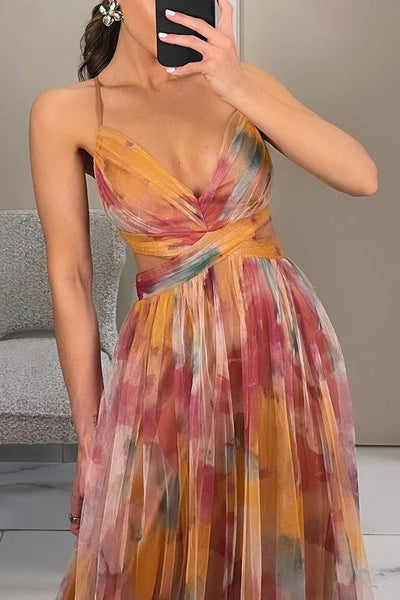 Babette – Strapless Watercolor Chiffon Gown