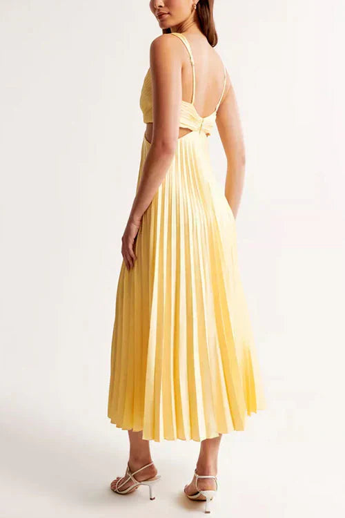 Blanche – Pleated V-Neck Midi Dress