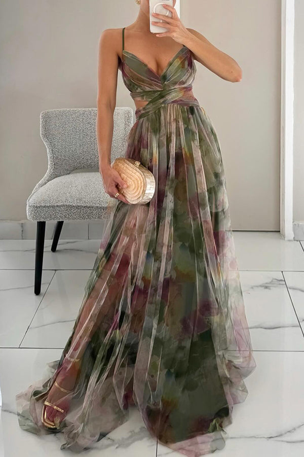 Babette – Strapless Watercolor Chiffon Gown
