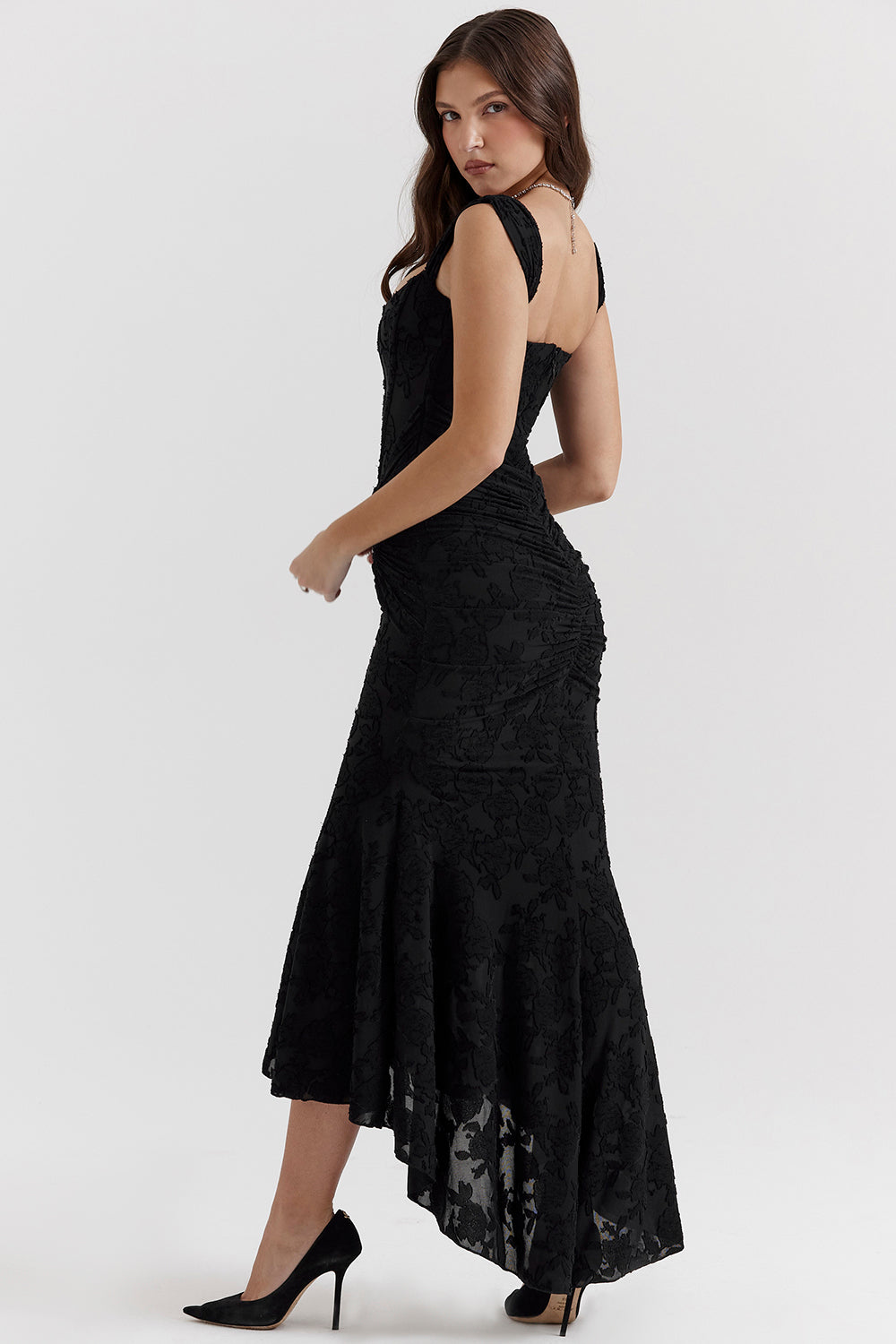 Brynlee – Ruched Velvet Asymmetrical Dress