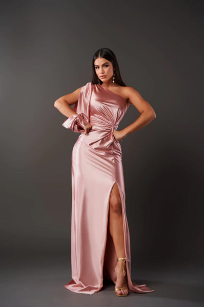 Carolyn – One-Shoulder Drape Evening Gown