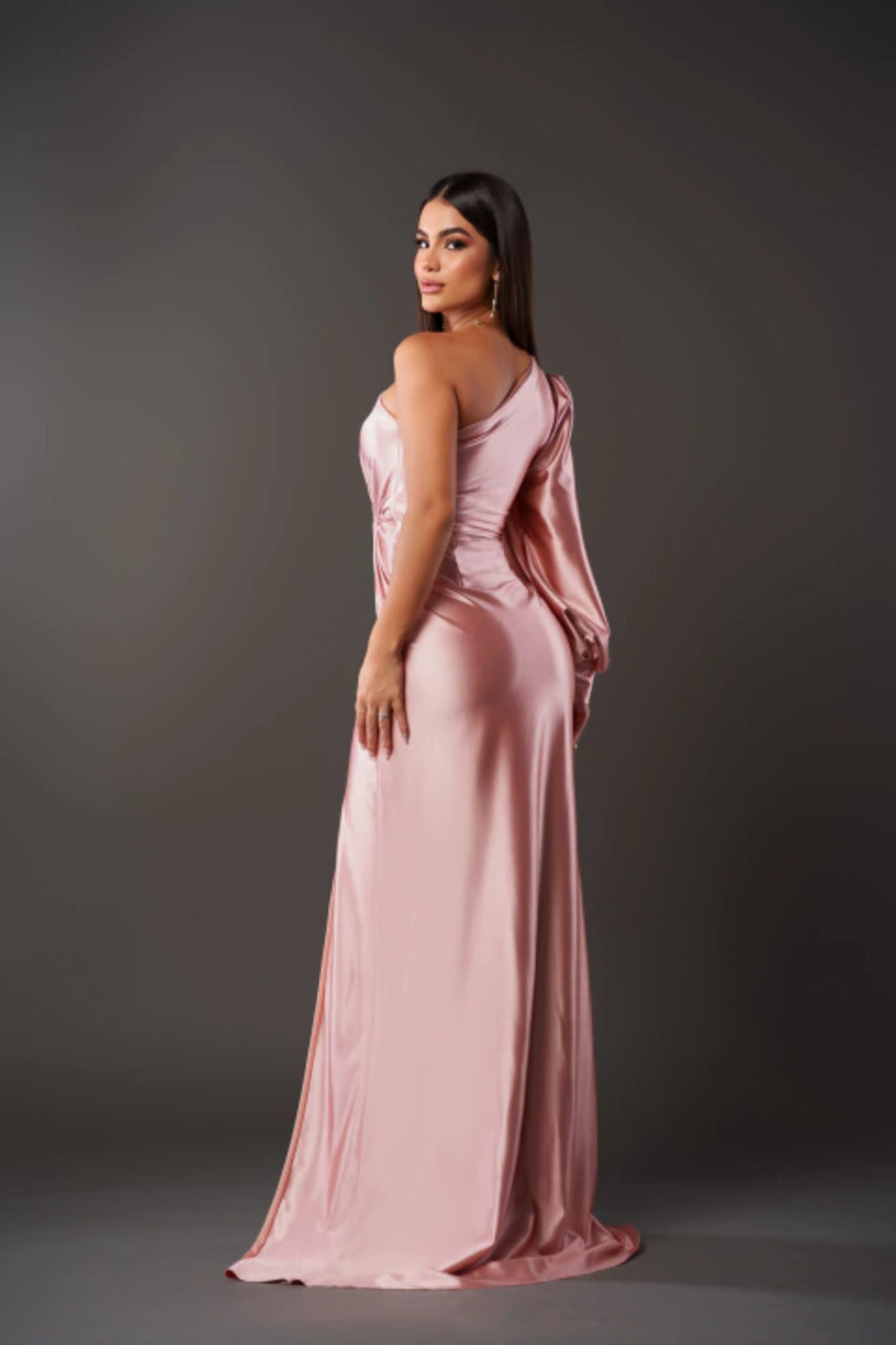 Carolyn – One-Shoulder Drape Evening Gown