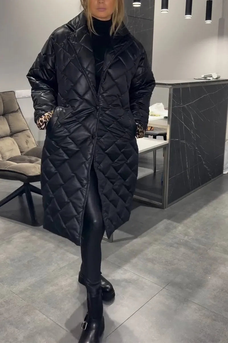 Karoline – Quilted Coat with Leopard Lining
