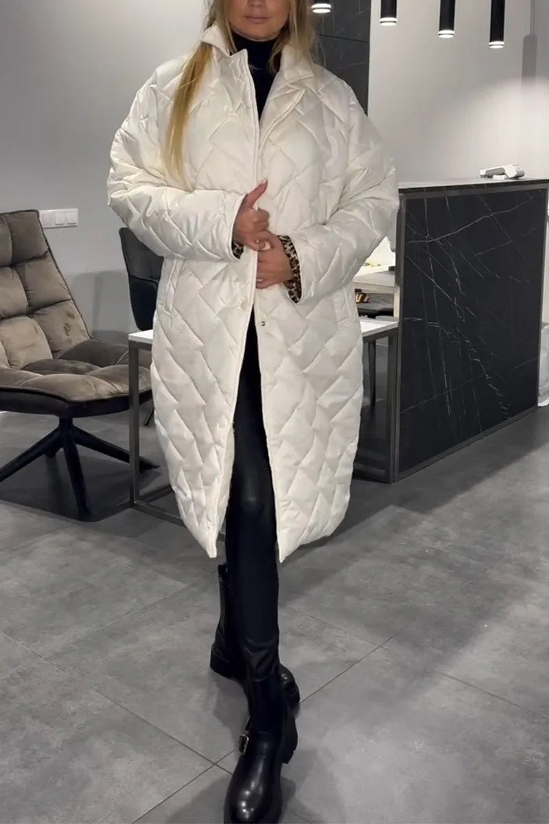 Karoline – Quilted Coat with Leopard Lining