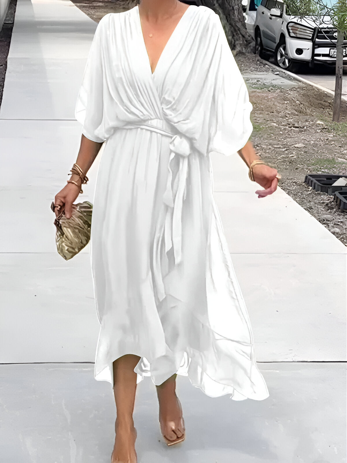 Clara™ | Tie-Waist Midi Dress