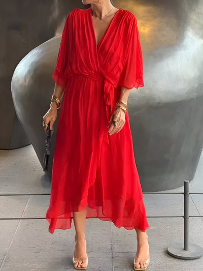 Clara™ | Tie-Waist Midi Dress