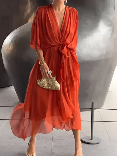 Clara™ | Tie-Waist Midi Dress