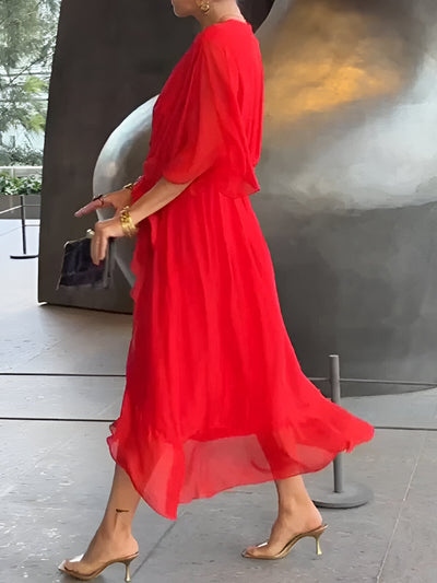 Clara™ | Tie-Waist Midi Dress