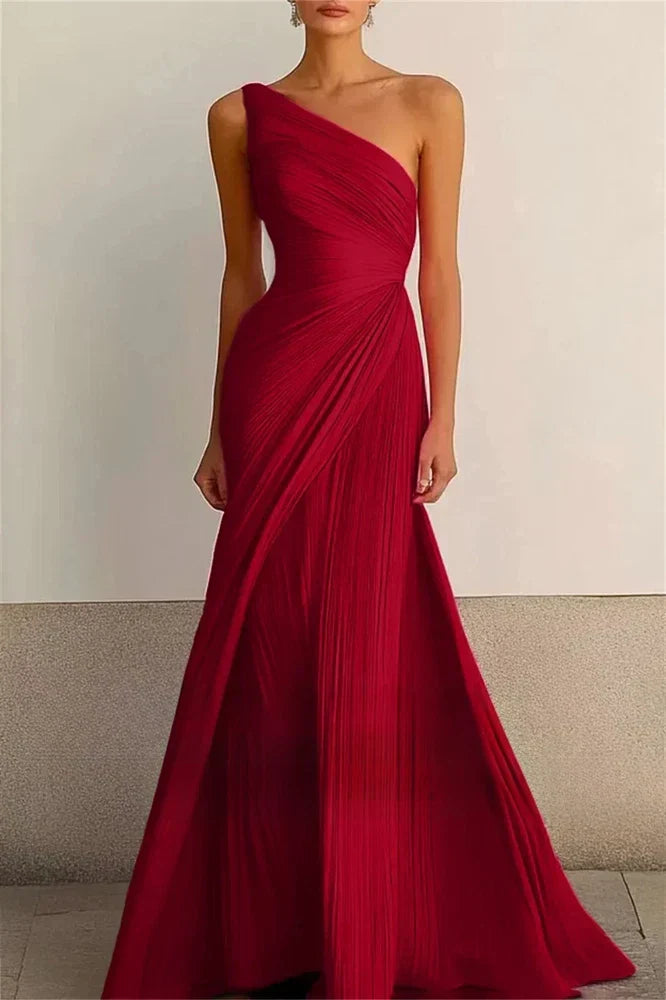 Helmi – Pleated One-Shoulder Evening Gown